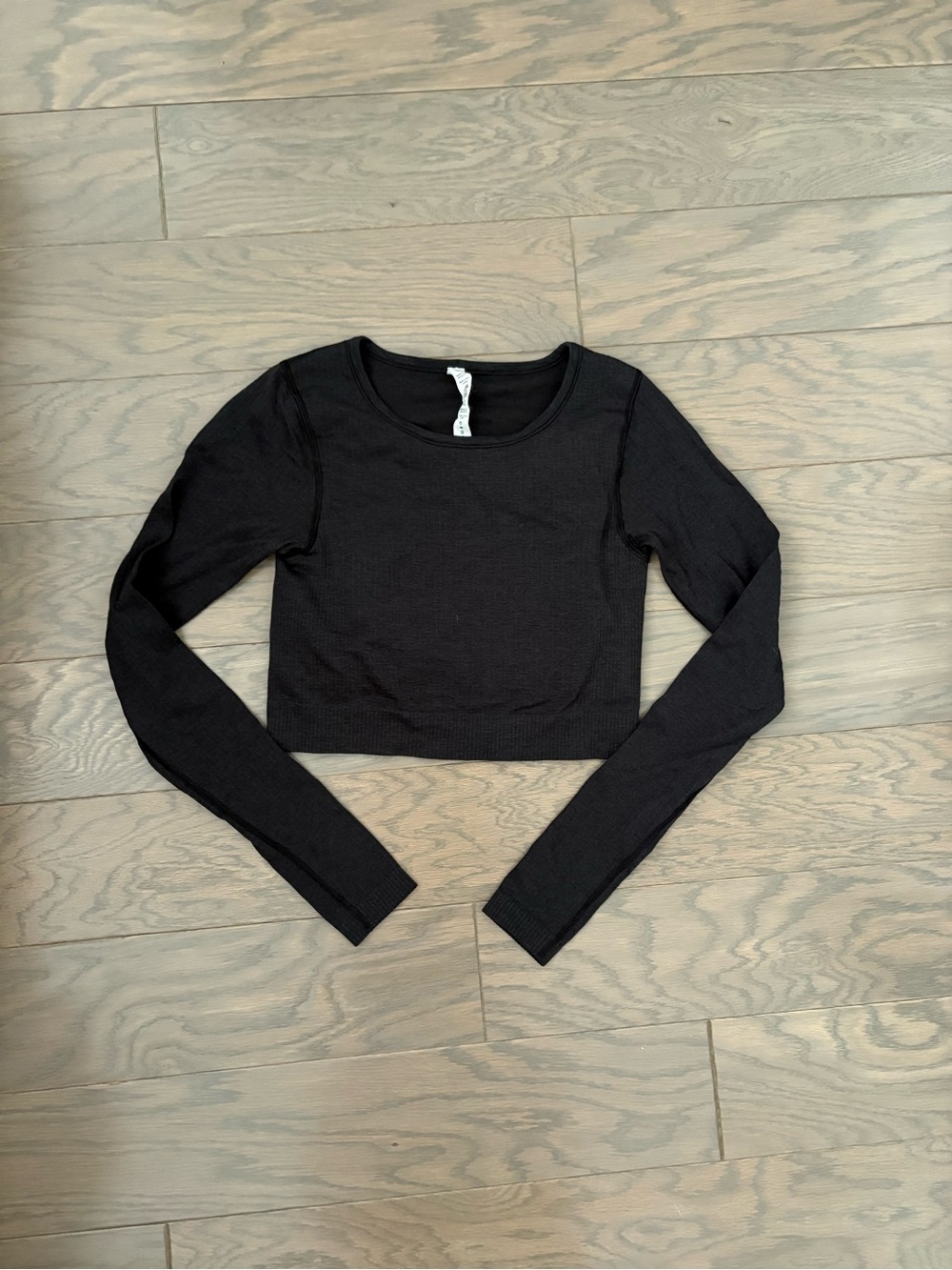 lululemon athletica Black Ribbed Long-Sleeve Cropped Top